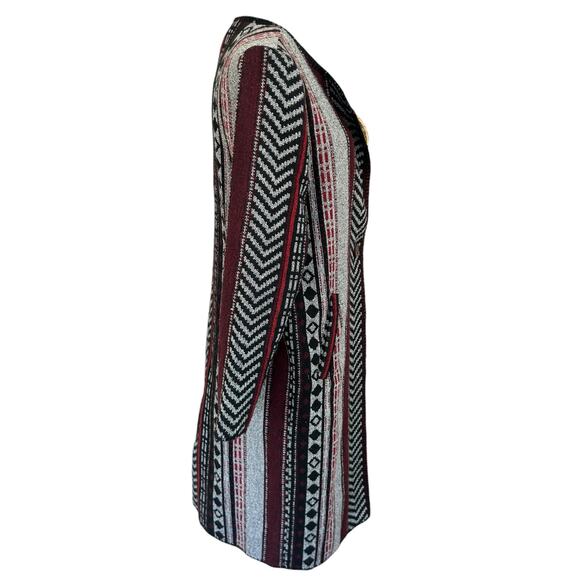 Anama Southwestern Tribal Cardigan Duster Medium Red Gray Western Boho Santa Fe - Picture 9 of 13